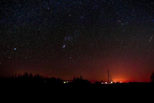 night country landscape. a sky full of stars