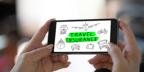 Travel insurance concept on a smartphone