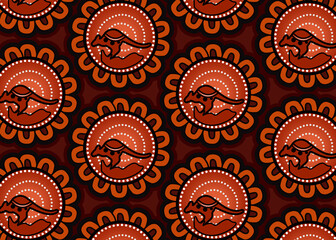 Aboriginal dot art seamless kangaroo pattern background