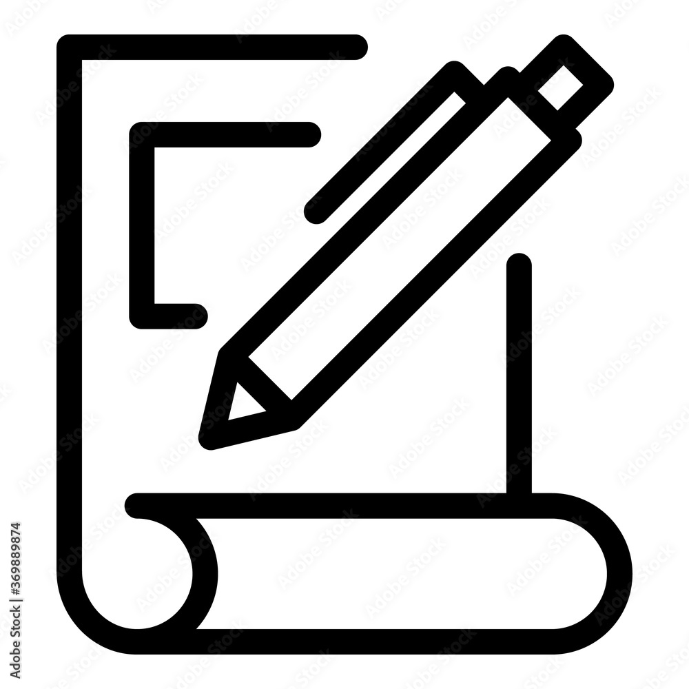 Poster paper and pen icon. outline paper and pen vector icon for web design isolated on white background