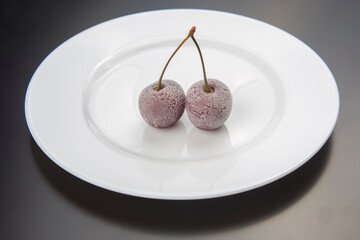 frozen cherry berry. fruits and vitamins. healthy food for breakfast. fruits of vegetation. fruit dessert