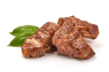 Roasted pork ribs, grilled meat, isolated on white background