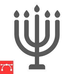 Fototapeta premium Big menorah glyph icon, rosh hashanah and candle, menorah sign vector graphics, editable stroke solid icon, eps 10.
