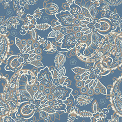 Traditional seamless paisley pattern. Indian floral ornament. © antalogiya