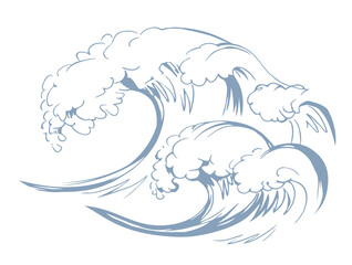 A big wave. Vector tsunami drawing