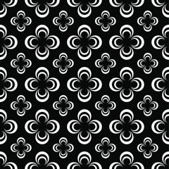 Abstract geometric seamless pattern, black and white pattern style with a circle on a black background.