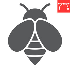 Bee glyph icon, insect and honey, bee sign vector graphics, editable stroke solid icon, eps 10.
