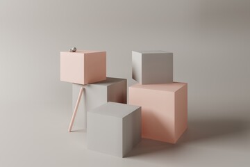 Minimal background, mock up scene with podium geometry shape for product display. 3D rendering