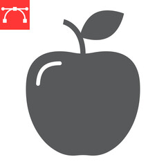 Apple glyph icon, fruit and health, apple sign vector graphics, editable stroke solid icon, eps 10.