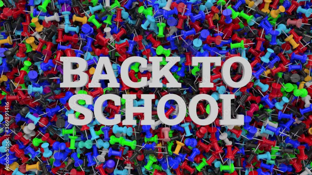 Aufkleber background made of a lot of pins. school theme 3d render. chancery objects. back to school title com