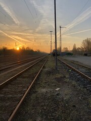 Fototapeta na wymiar railway at sunset