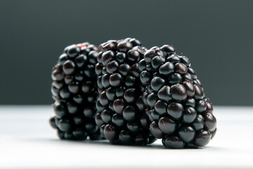 blackberries on white background. useful vitamin healthy food fruit. healthy vegetable breakfast