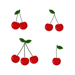 This is a cherry. Vector berry isolated on white background. 