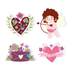 love cupid letter heart flowers floral decoraiton romantic cartoon