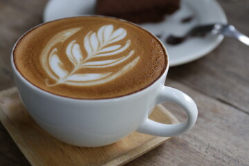 Close up cup of hot Latte