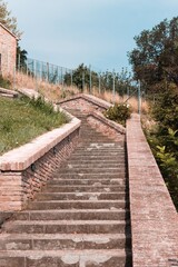 A brick staircase in the park (Pesaro, Italy, Europe)