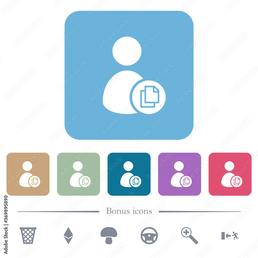 Aufkleber copy user account flat icons on color rounded square backgrounds