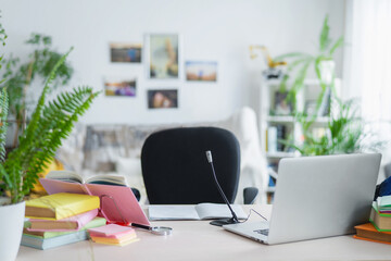 School workplace for distance learning during coronavirus quarantine.