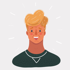 Vector illustration of Face of young man on white backround.