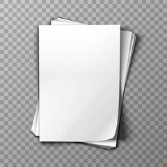 3d realistic vector pale of white paper on transparent background.