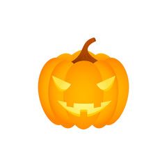 Isolated halloween pumpkin head on white background.