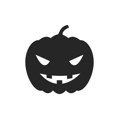 Isolated black silhouette of a pumpkin on a white background.