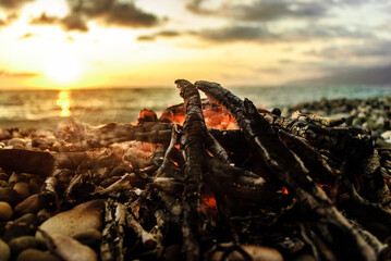 fire on the beach