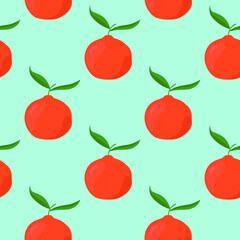 Seamless pattern with Mandarine or Clementine