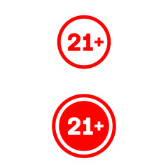 21+ age restriction signs. Age limit concept.