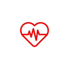 heartbeat red icon symbo vector eps