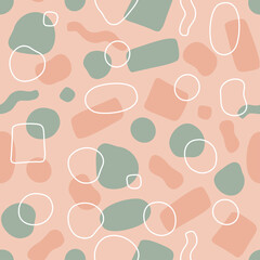 Vector abstract seamless pattern of different pink and green shapes. Perfect for textile, fabric prints and scrapbooking.