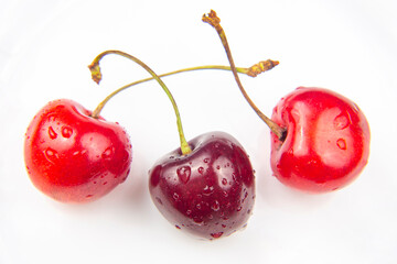 juicy cherry berry on a white background. fruits and vitamins. healthy food for breakfast. fruits...