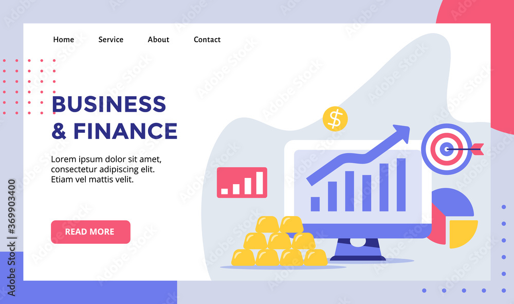 Poster business finance increase chart on display monitor computer for web website home homepage landing pa