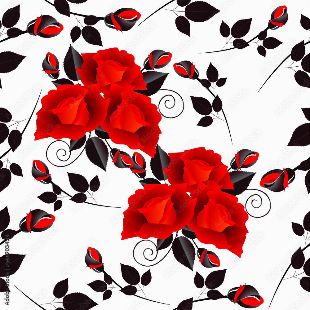 Canvas Prints seamless pattern with roses.