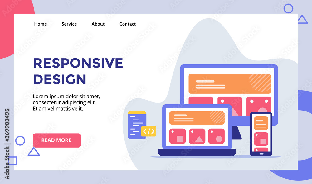 Aufkleber responsive design concept campaign for web website home homepage landing page template banner with f