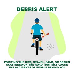 Cycling rules for traffic safety, debris alert bicycle hand signals.