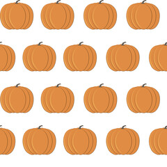 Cute cartoon seamless pattern of flat pumpkin. Pumpkin shape for thanksgiving. Easy for design fabric, textile, print, icon for cover, t-shirt print, label, banner, paper, invitation cards design. 