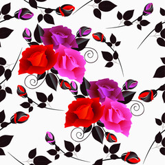 Seamless classic rose background.