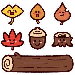 秋の葉っぱキャラクターセット