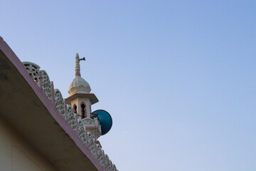Masjid loudspeaker roof, Muslims Mosque speaker Islamic call to prayer, holy place temple building...