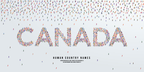 Human country name Canada. large group of people form to create country name Canada. vector illustration.