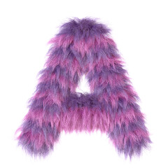 3d decorative cartoon animal purple fur letter A