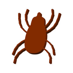 Brown tick on a white background 3d, vector