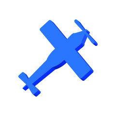 Blue airplane on a white background 3d, vector