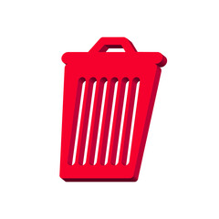 Trash can red on a white background 3d, vector