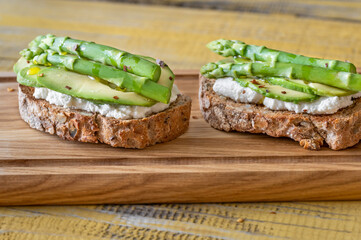 Avocado asparagus toasts