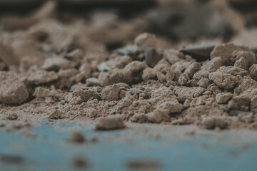 Construction work debris in close-up