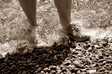 walking on the beach