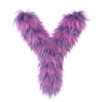 3d Decorative Cartoon Animal Purple Fur Letter Y