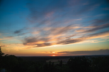 colorful sunset in the sky, harm, red clouds